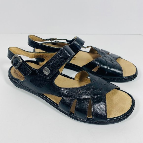 Josef Seibel Airped Plus Sandals Black Size 39 - Picture 1 of 10